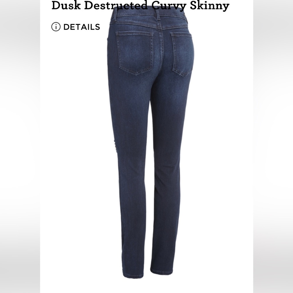 CABI CAbi Dusk Destructed Vintage Curvy Skinny Size 10 Dark Wash Denim EUC - Picture 3 of 11